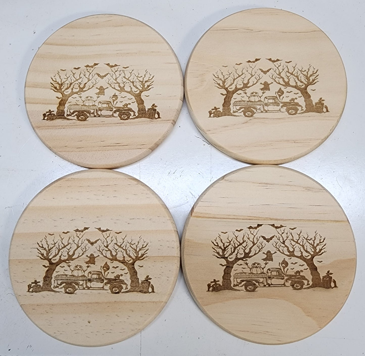 Halloween Scene - Wooden Coasters