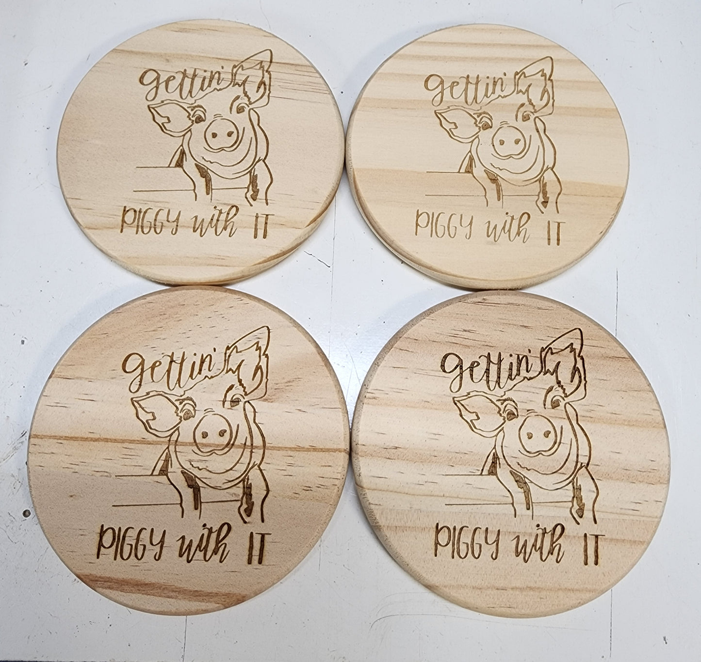 Gettin Piggy - Wooden Coasters