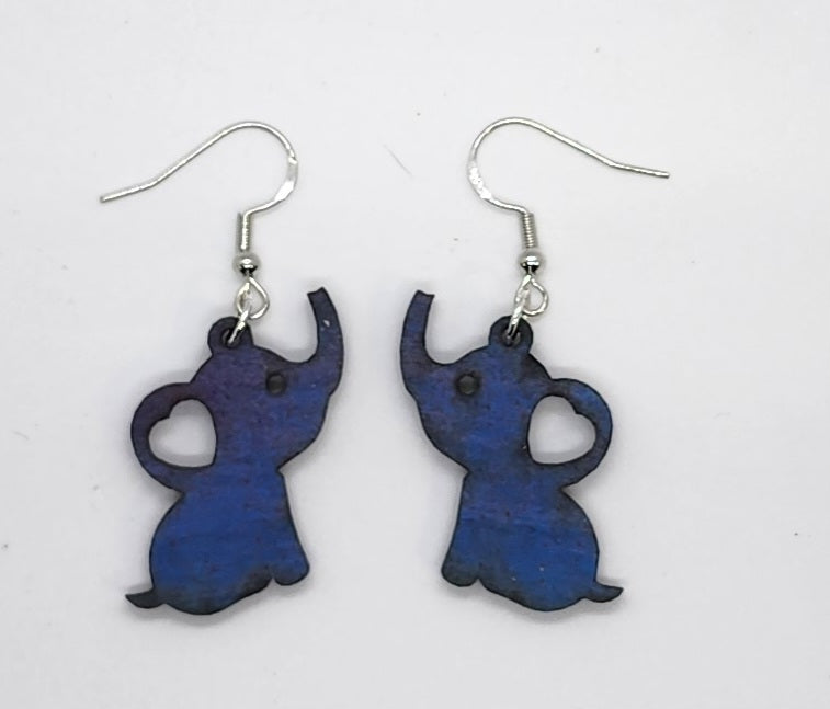 Medium Elephant- Wood Earrings