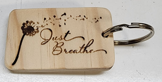 Just Breathe - Wooden Keychain