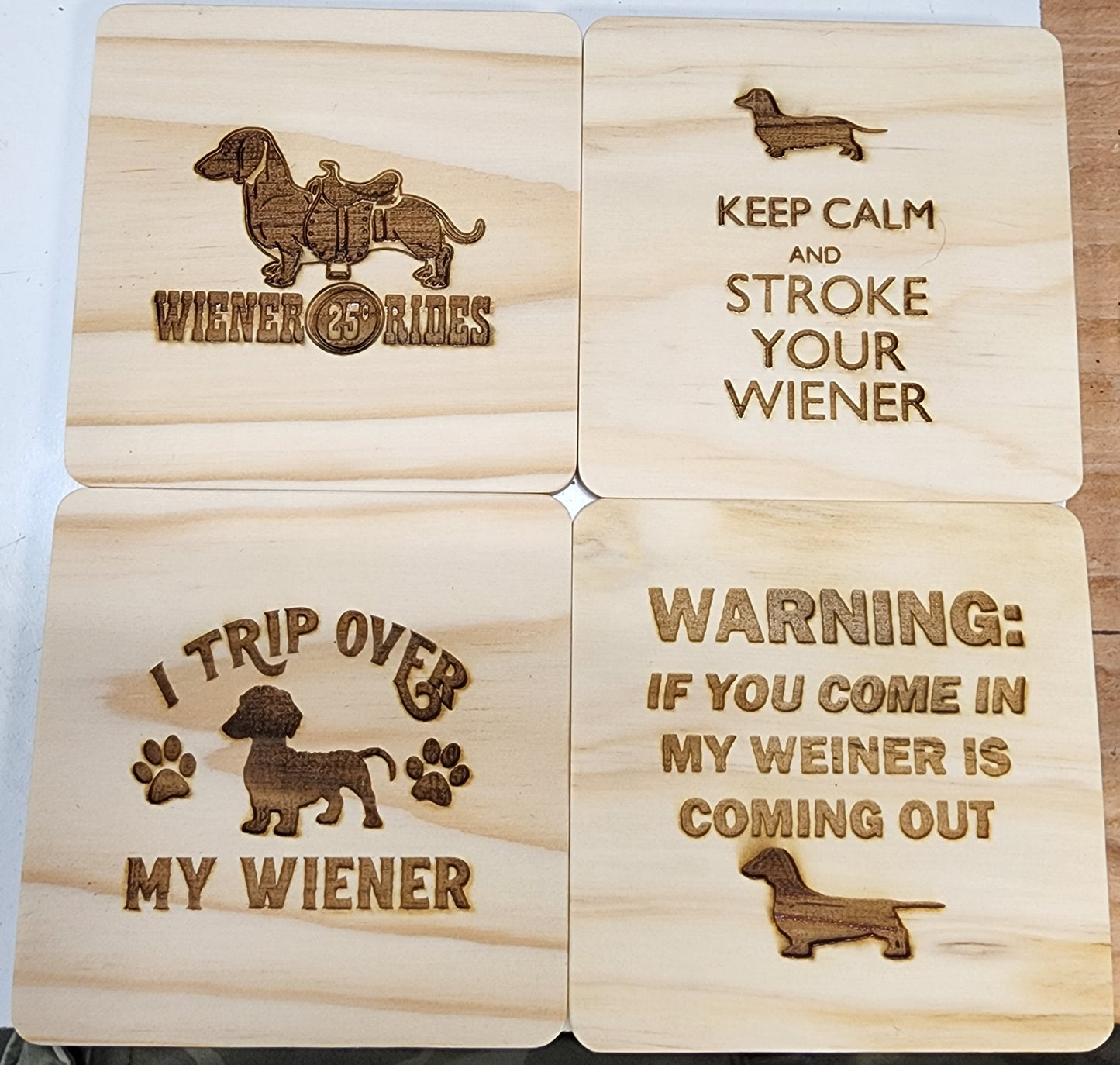 Wiener Dog Coasters ( Adult Humor ) - Wood Coasters
