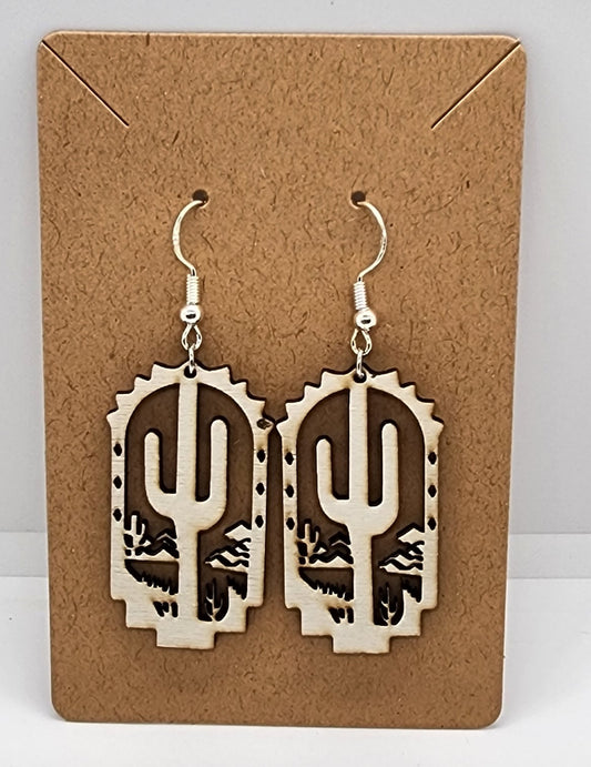 Southwest Cactus Scene - Hook Earrings