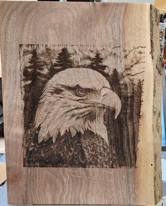 Eagle on Live Edge Walnut Slab